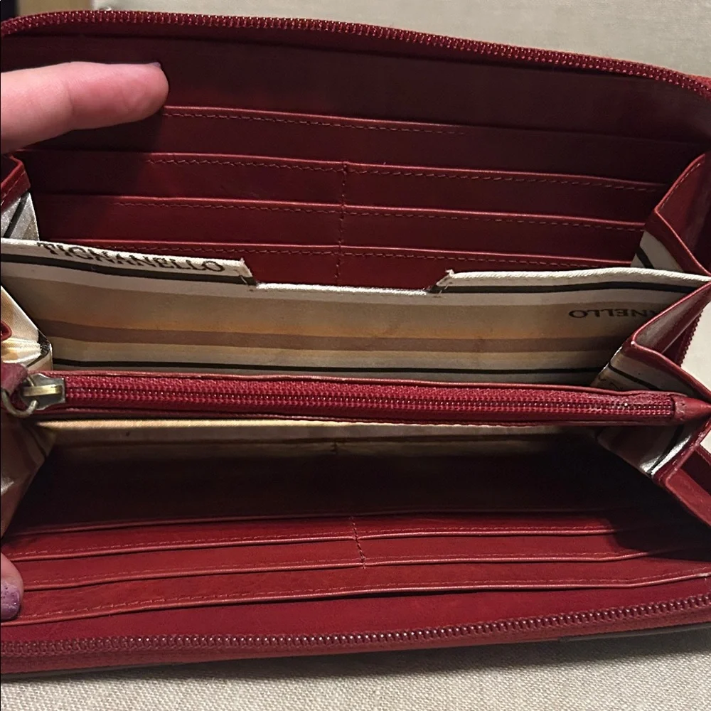 NWT Vintage Tignanello Red and Brown Leather Wallet